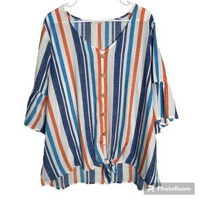 ODDY Striped Tie Blouse